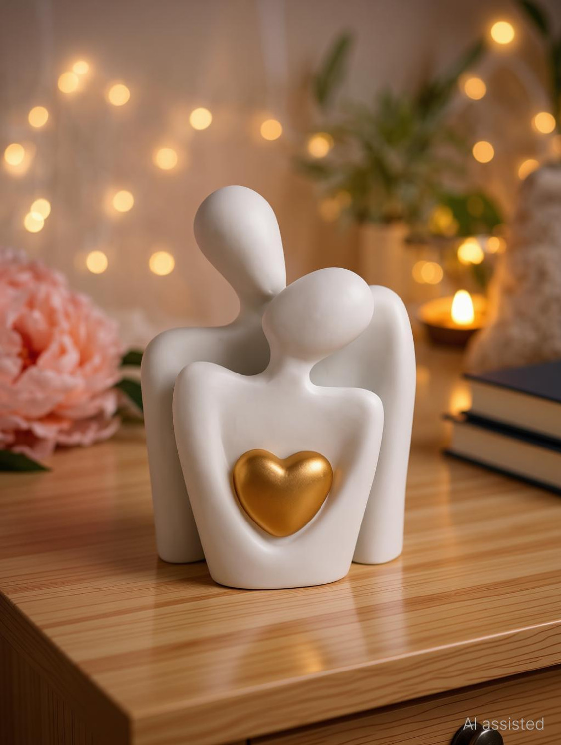 Image of CraftVatika Hugging Couple Showpiece Valentine Gift for Wife Husband Girlfriend Boyfriend Decorative Showpiece - 14 cm