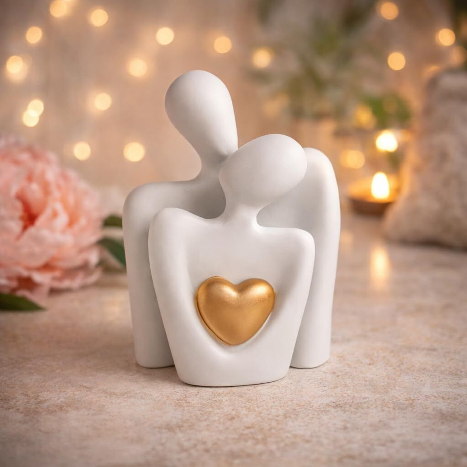 Image of CraftVatika Hugging Couple Showpiece Valentine Gift for Wife Husband Girlfriend Boyfriend Decorative Showpiece - 14 cm
