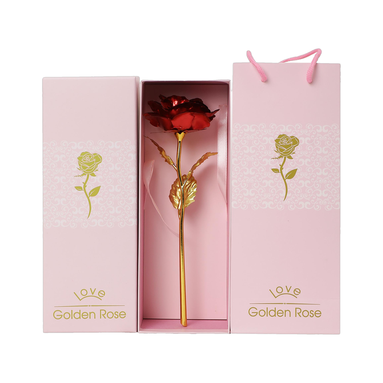 Image of INTERNATIONAL GIFT Gold Plated Artificial Red Rose Flower With Box & Bag | For Best Gifts Valentine Decorative Showpiece - 28 cm