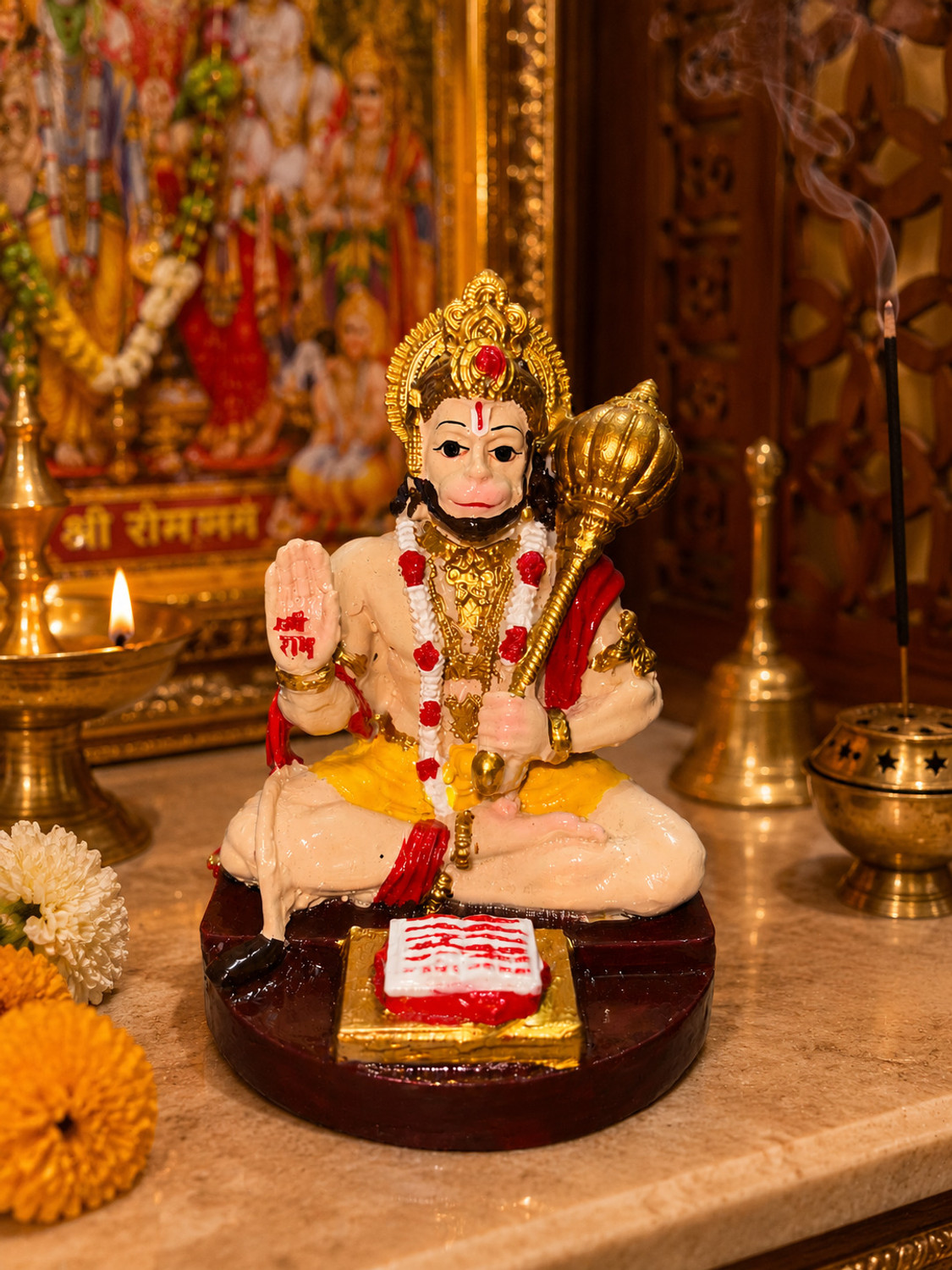 Image of ERIEN Premium Bajrangbali Hanuman Idol for Car Dashboard & Office Desk Decor Decorative Showpiece - 9 cm (Polyresin, Multicolor)