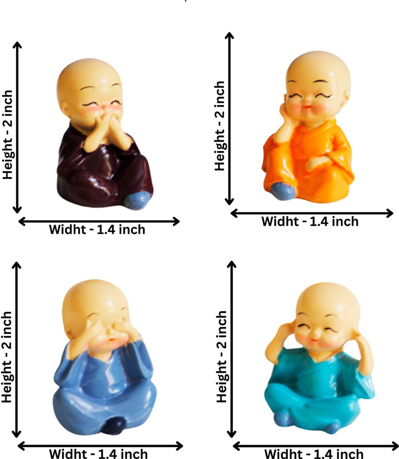 BUC Buddha Statue Set of 4 (6 cm) Home Decor Pack of 4 - Image 5