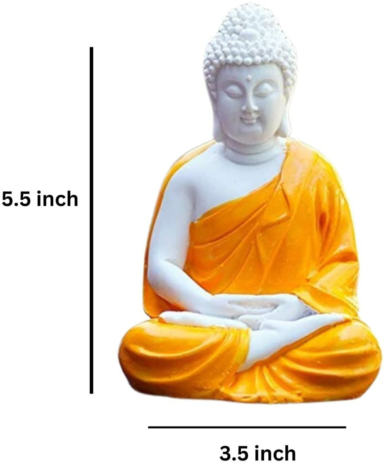 Image of Mag Creation MAGIC CREATION Lord White Buddha Idol 5 Inch | Polyresin Statue for Home Decor Decorative Showpiece - 12 cm