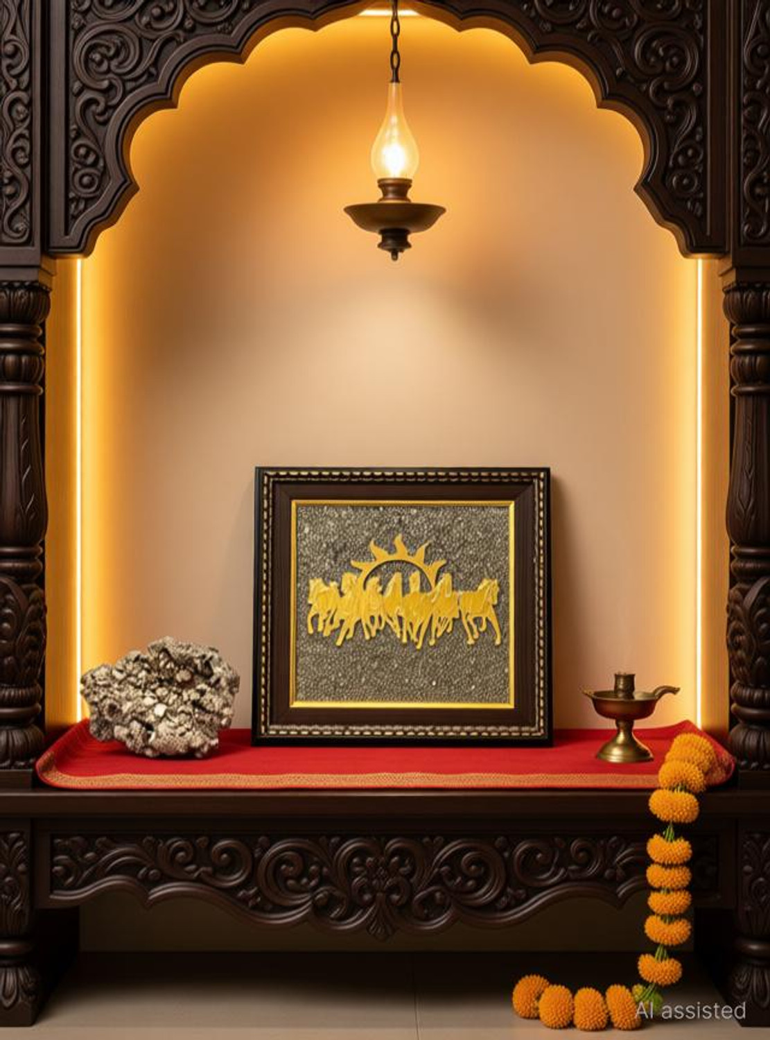 Image of Flaner 7 Horses On Raw Pyrite Frame With Pyrite Turtle for attract Money,Sucess Decorative Showpiece - 19 cm