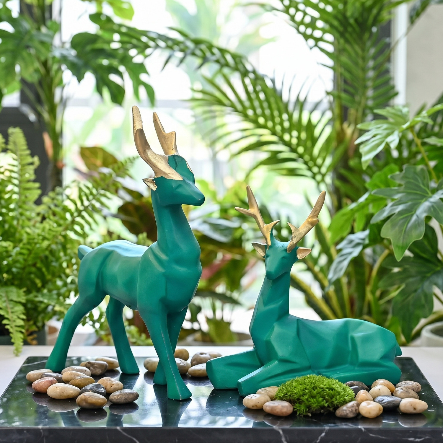 Image of Flipkart Perfect Homes Luxury Reindeer Deer Showpiece Set of 2 for Living Room Decor Premium Polyresin Decorative Showpiece - 21.5 cm