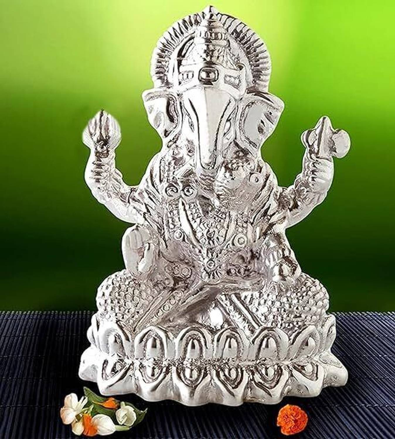 Astro ASTRO-D Silver Ganpati/Ganesha 50GM Murti/Idol Perfect for Gifting Decorative Showpiece - 2 cm