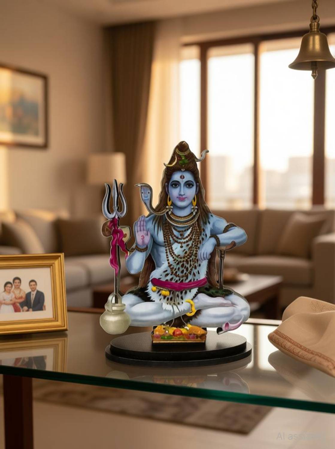 Adhvik Mdf Cutout Shiv/Mahadev/Bholebaba/Mahakal 2d Wooden Sticker Statue God Stand Decorative Showpiece - 10 cm
