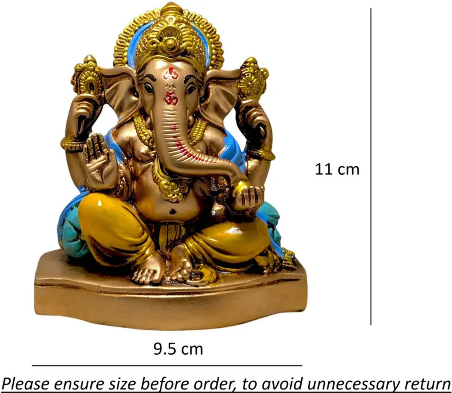 Image of DIYAAN ENT Ganesh ji Idol for Home Decor Ganpati Statue for Car Dashboard and Pooja Decorative Showpiece - 10.8 cm