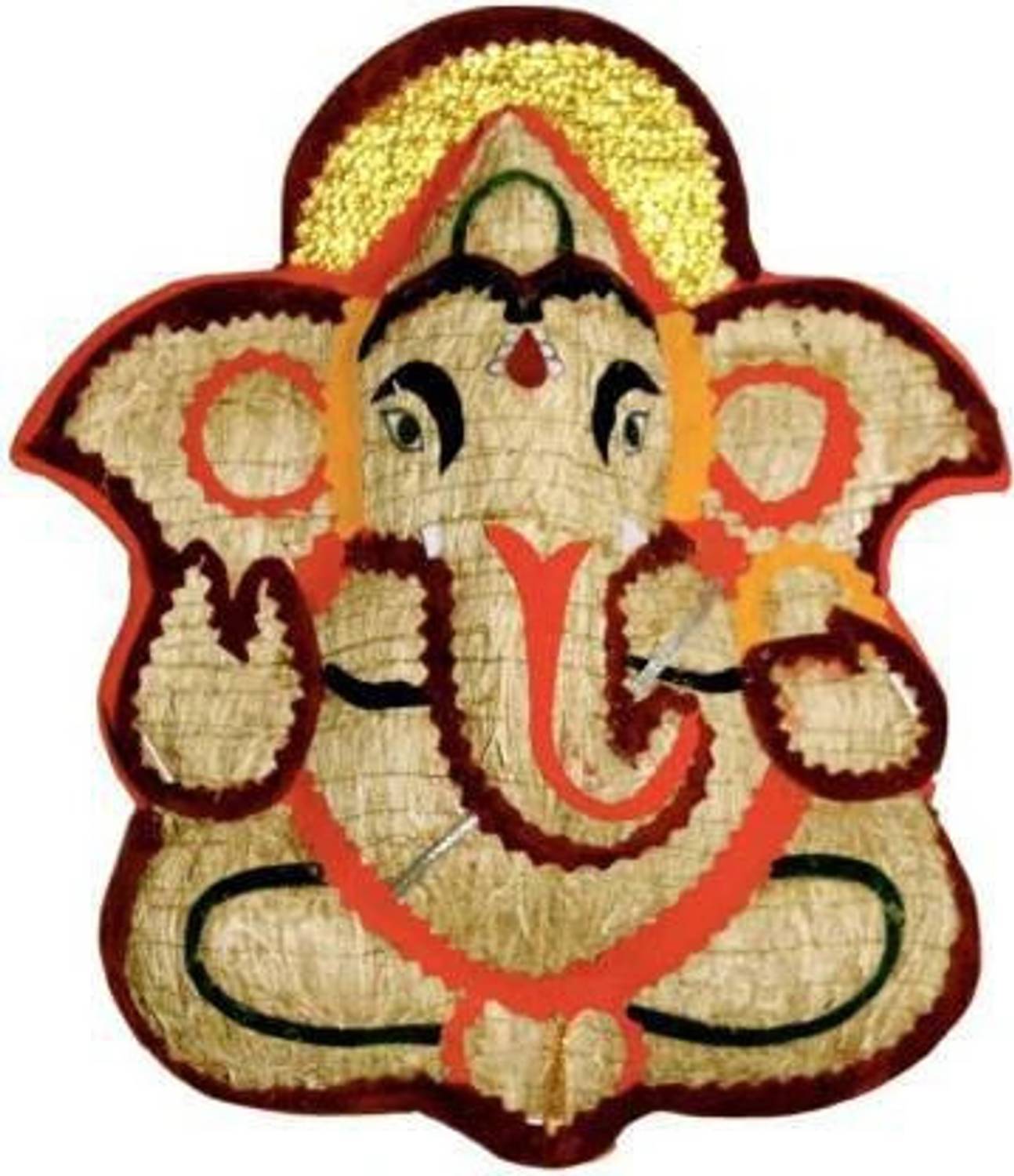 MV Roots Craft Handcrafted Lavancha /Vettiver Lucky Ganesha - 9 Inch (Wall Hanging) Decorative Showpiece - 22 cm