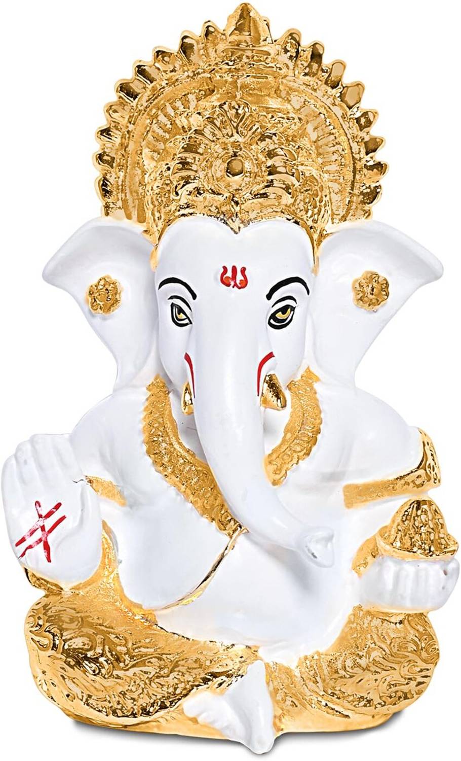 Chank Ganesh Idol for Car Dashboard Ganesha Murti Ganpati Idol for Home Decor Decorative Showpiece  -  14 cm