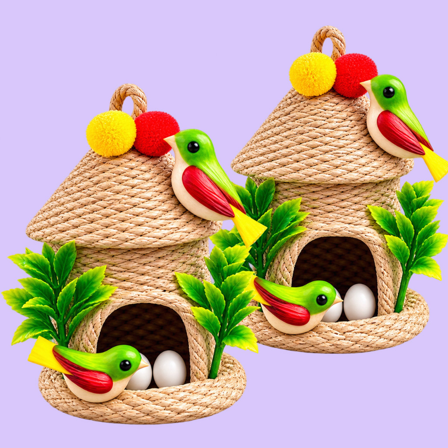 Image of Hareshwar Collections Bird Nest Home Decor Accent Showpiece Pack of 2 Decorative Showpiece - 20 cm