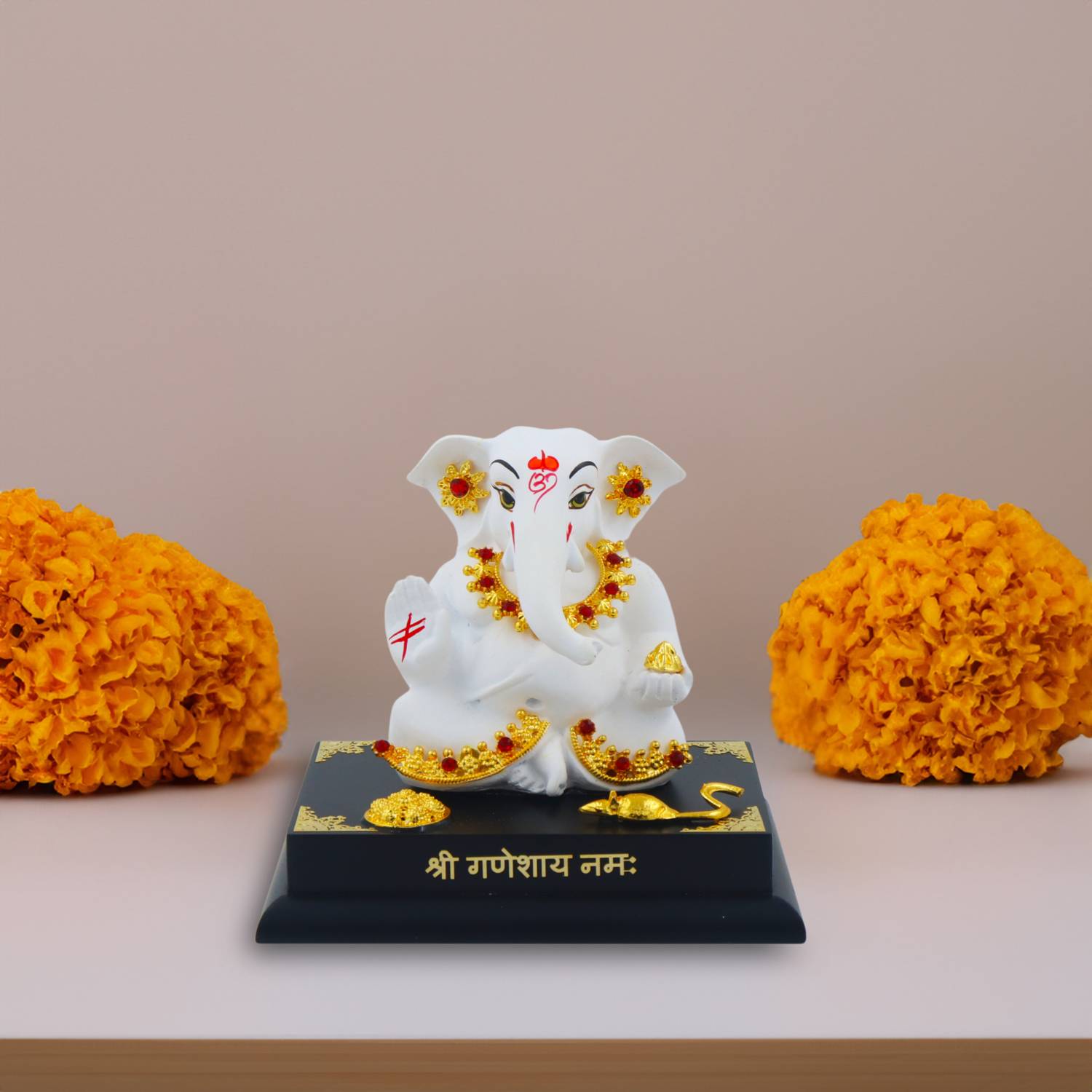 STARLIGHT Resin Ganesha Idol for Home & Spiritual Décor Decorative Showpiece - 8.89 cm