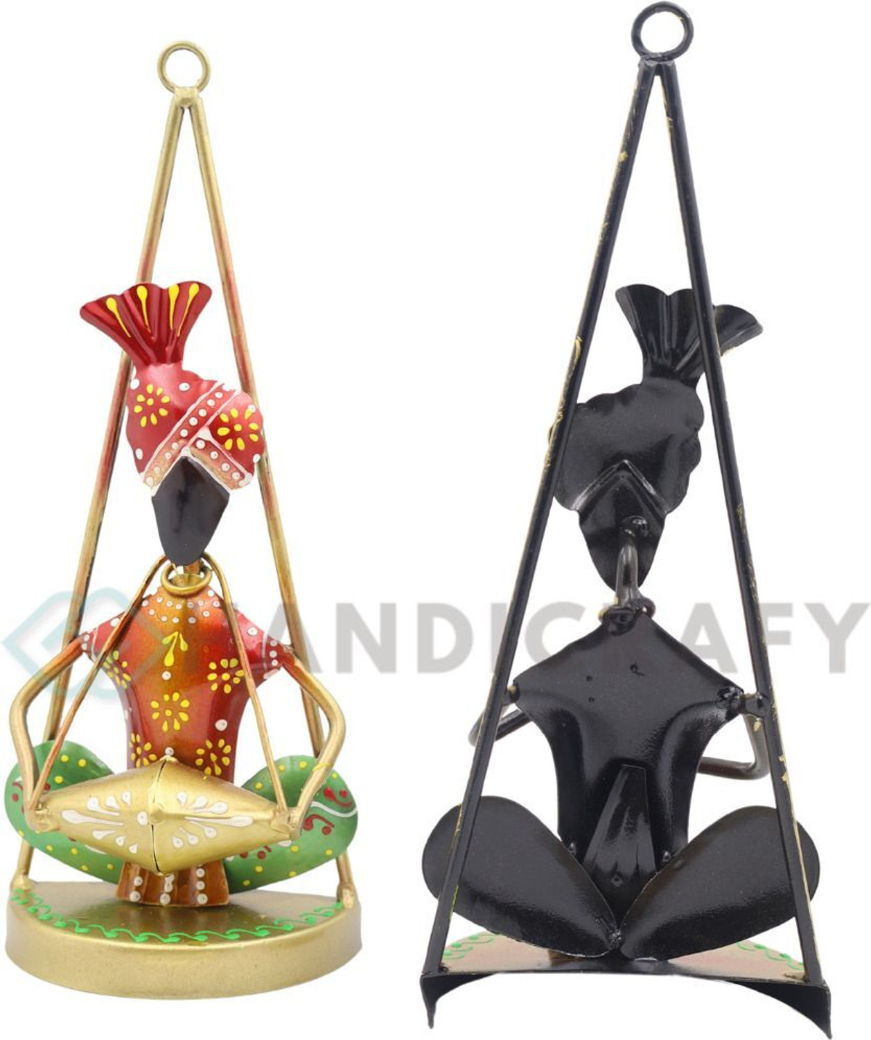 Image of Handicrafy Metal Rajasthani Hanging Musician Pair Decorative Showpiece - 25 cm