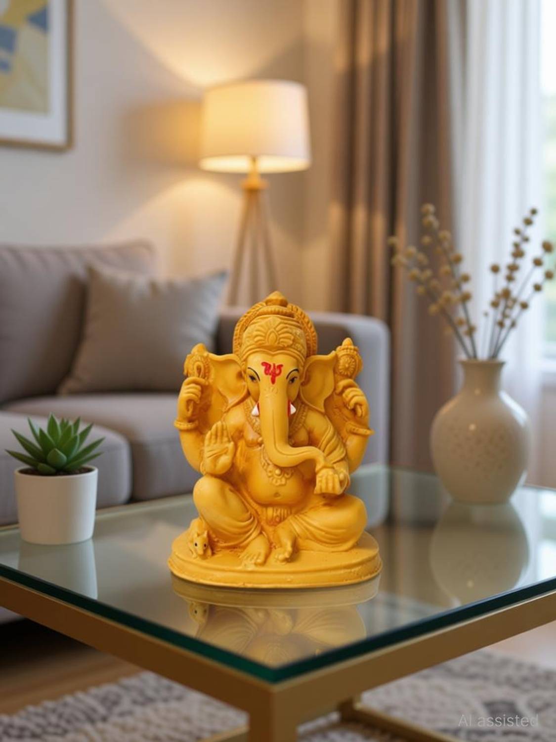 WearCraftJPR Ganesh Ji Murti Vighnaharta for Success, Positivity & New Beginnings Decorative Showpiece  -  12 cm