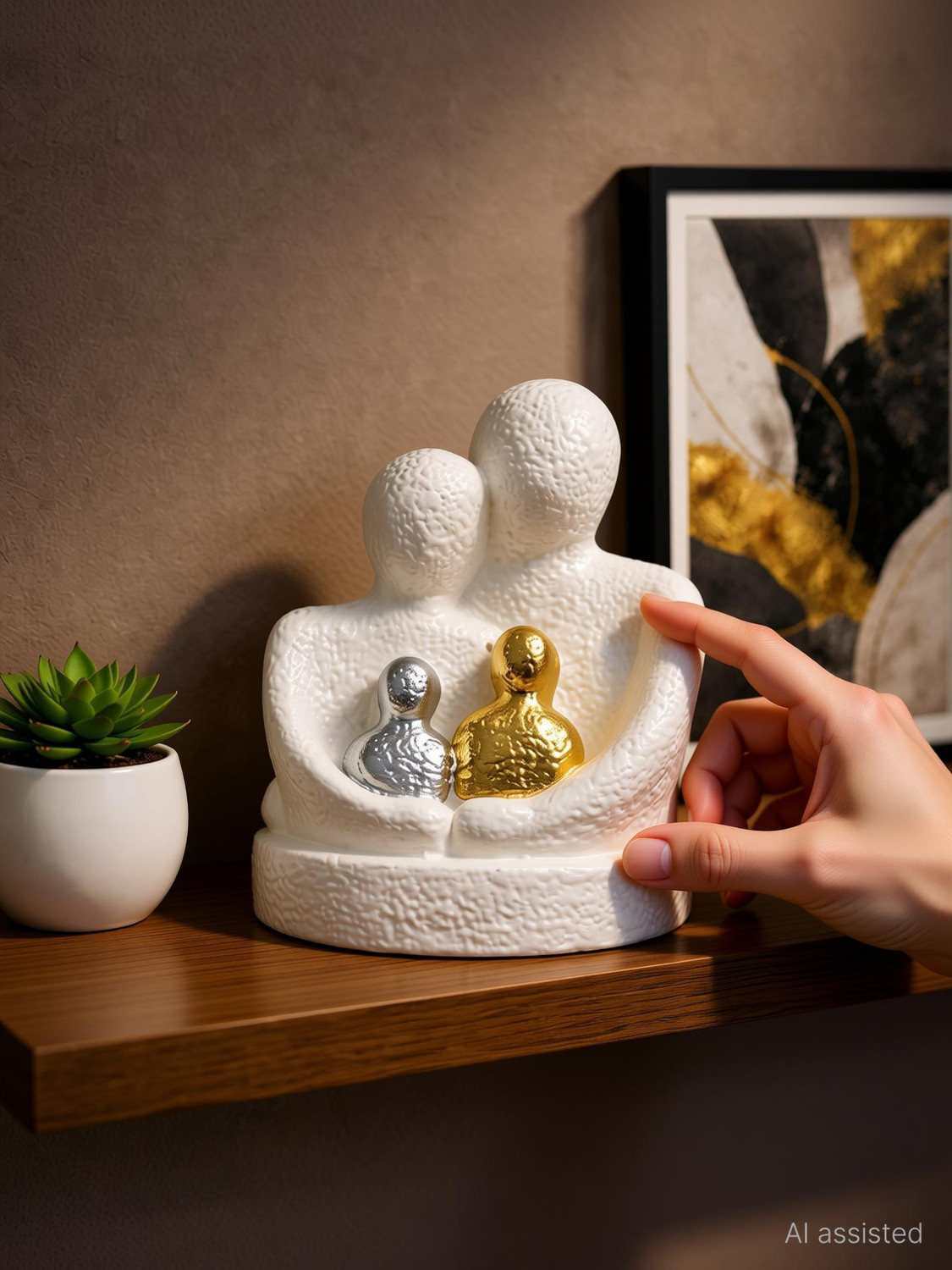Image of aabco Ceramic Baby Couple Figurine Home Decor Romantic Gift Showpiece for Bedroom Decorative Showpiece - 12.7 cm