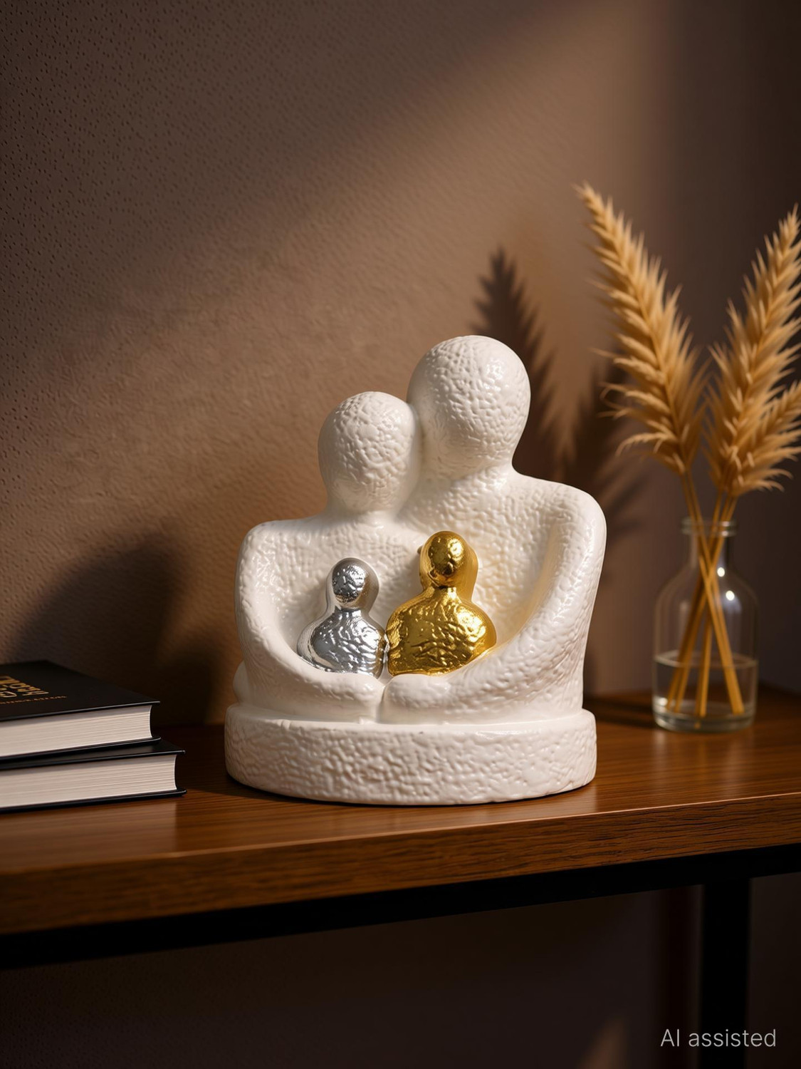 Image of aabco Ceramic Baby Couple Figurine Home Decor Romantic Gift Showpiece for Bedroom Decorative Showpiece - 12.7 cm