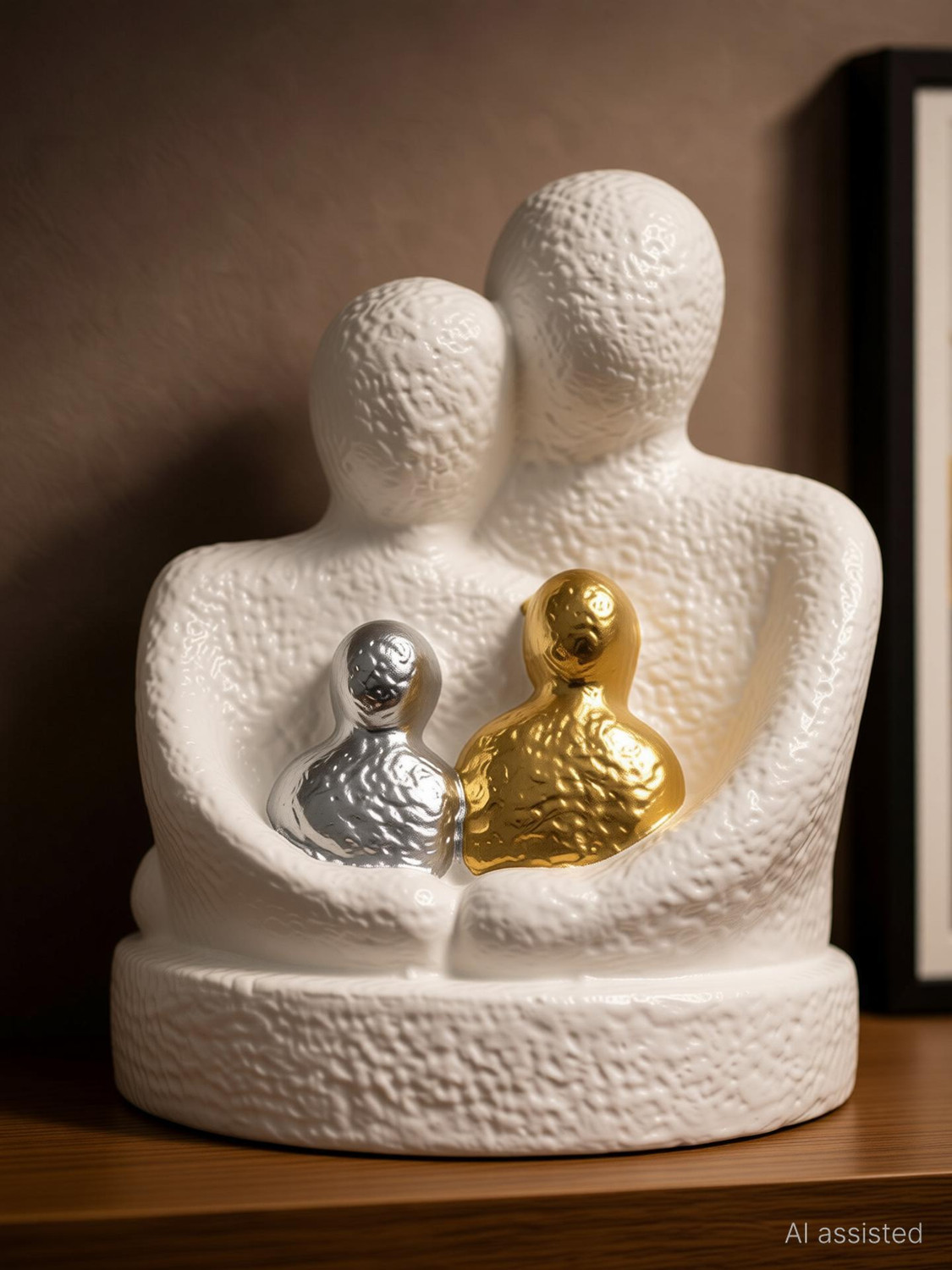 Image of aabco Ceramic Baby Couple Figurine Home Decor Romantic Gift Showpiece for Bedroom Decorative Showpiece - 12.7 cm