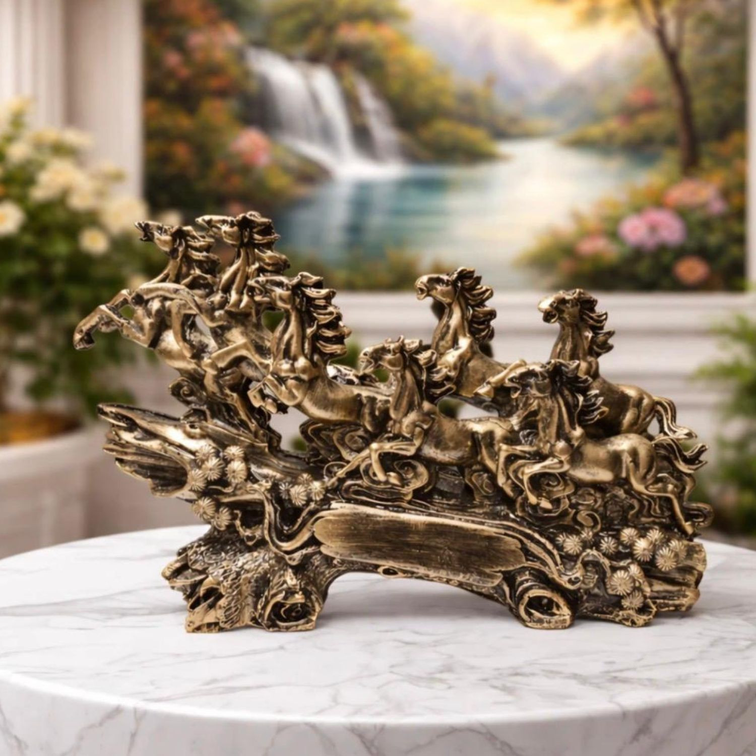 Image of Artmagic 7 Running Horses Showpiece for Home Decor | Feng Shui Horse Statue -01 Decorative Showpiece - 18 cm