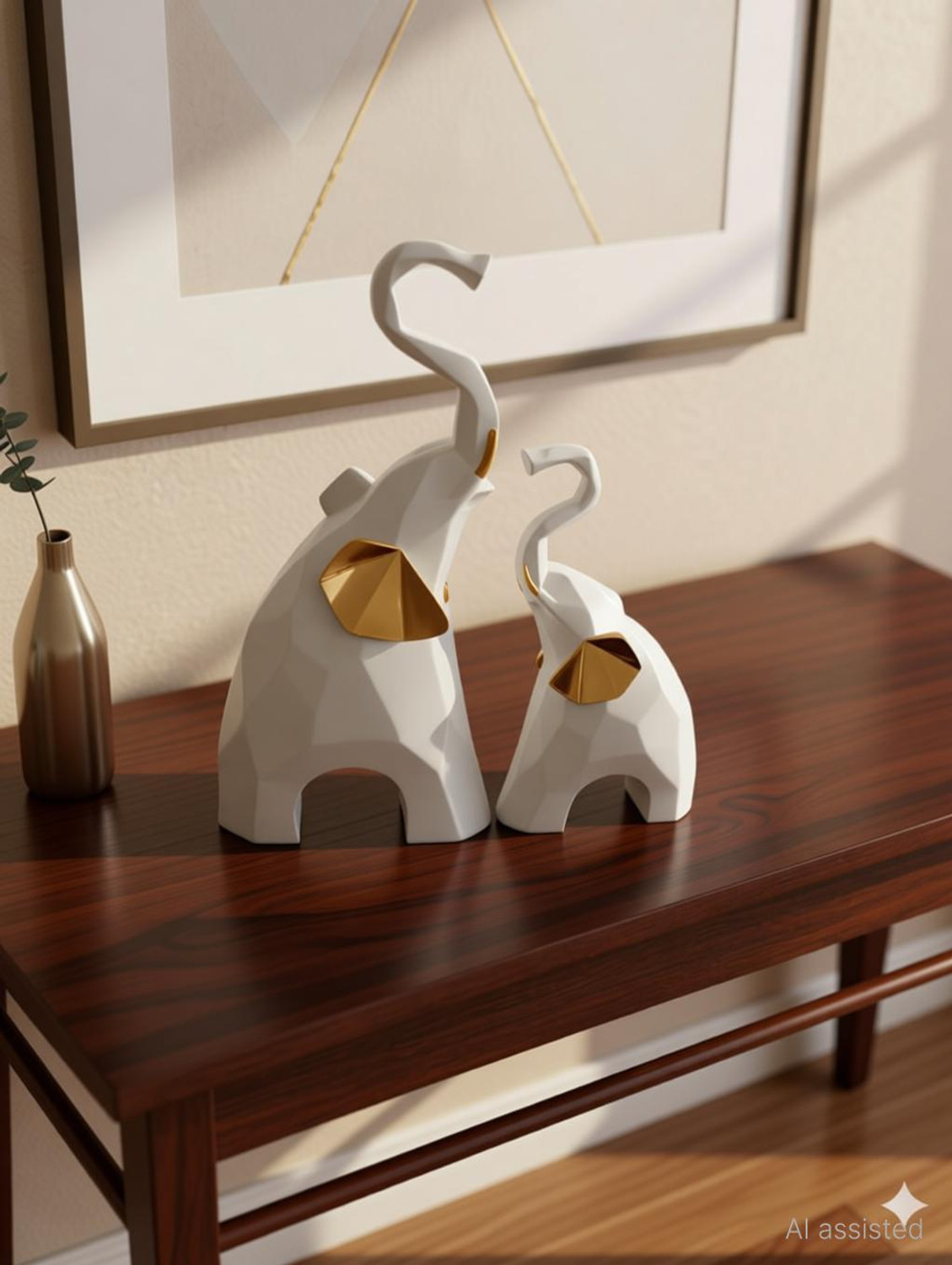 Image of Flipkart SmartBuy Resin Elephant Pair Showpiece - Elegant Home Decor - Symbol of Strength Decorative Showpiece - 20 cm