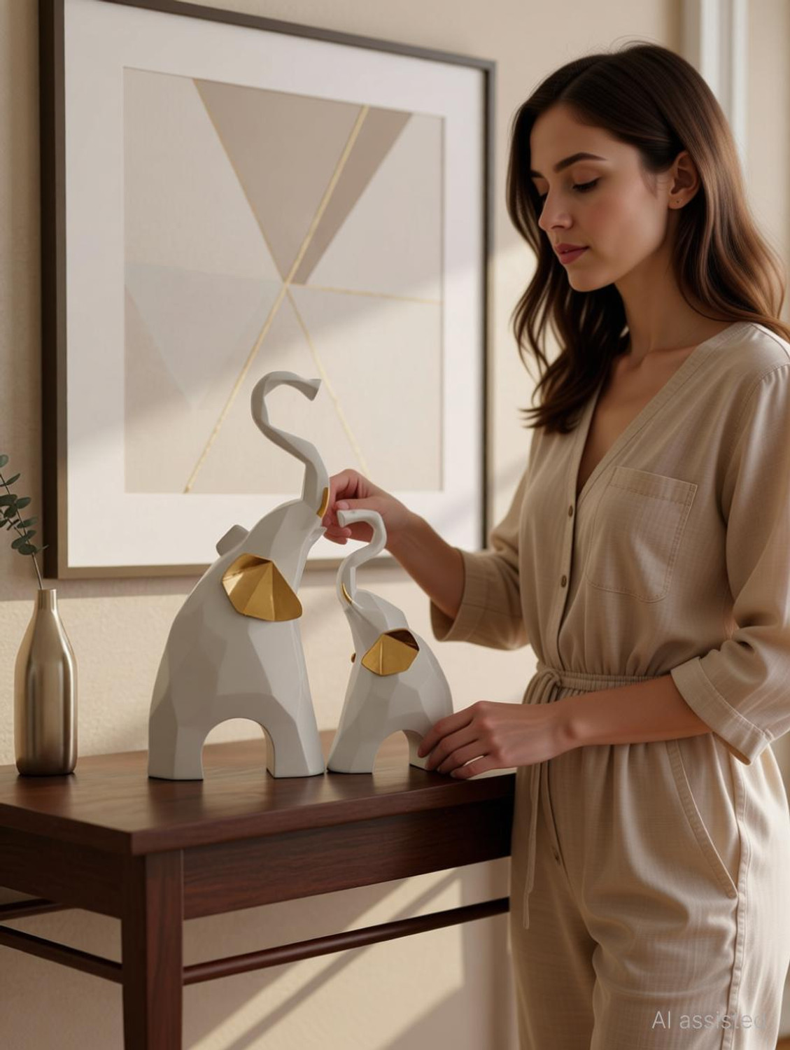 Image of Flipkart SmartBuy Resin Elephant Pair Showpiece - Elegant Home Decor - Symbol of Strength Decorative Showpiece - 20 cm