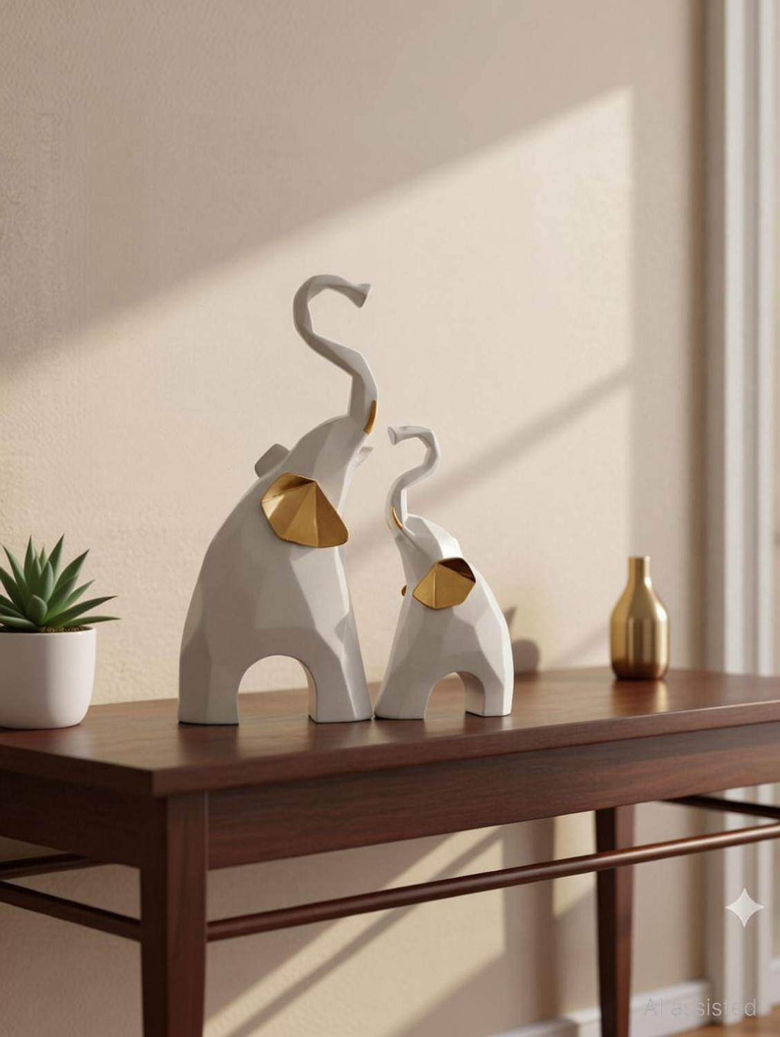 Image of Flipkart SmartBuy Resin Elephant Pair Showpiece - Elegant Home Decor - Symbol of Strength Decorative Showpiece - 20 cm