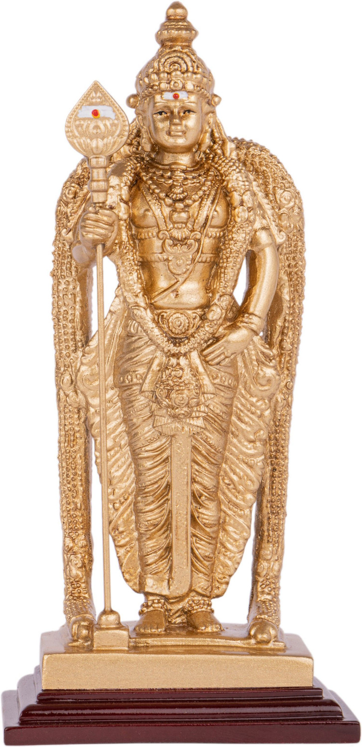 Image of Pathumalai Murugan Pathumalai Murugan Resin Idol | 17 cm (6 Inch) Gold Finish for Home Decorative Showpiece - 17 cm