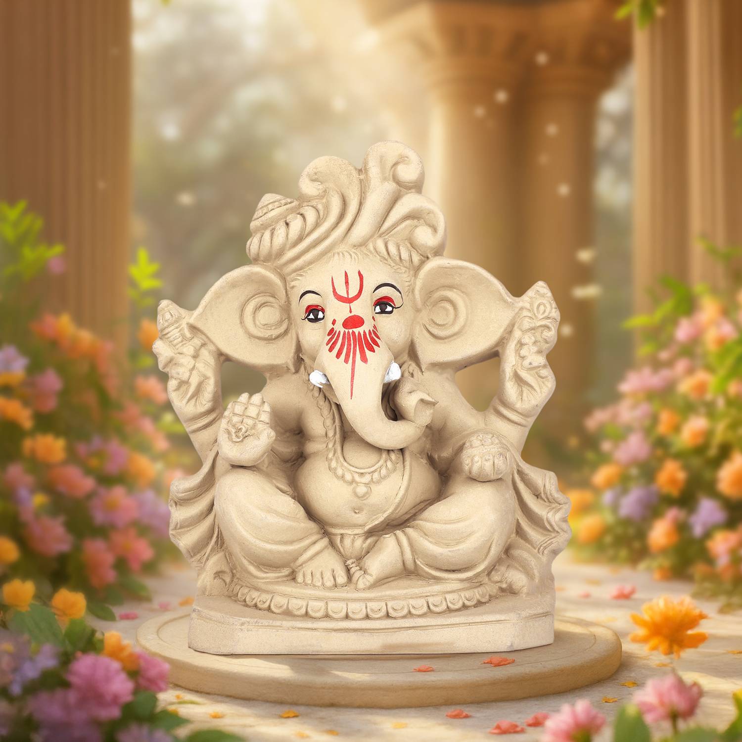 Cycle Pure 6-inch Eco-friendly Ganesh Idol for Ganesh Chaturthi with Agarbatti & Patka Decorative Showpiece - 15 cm