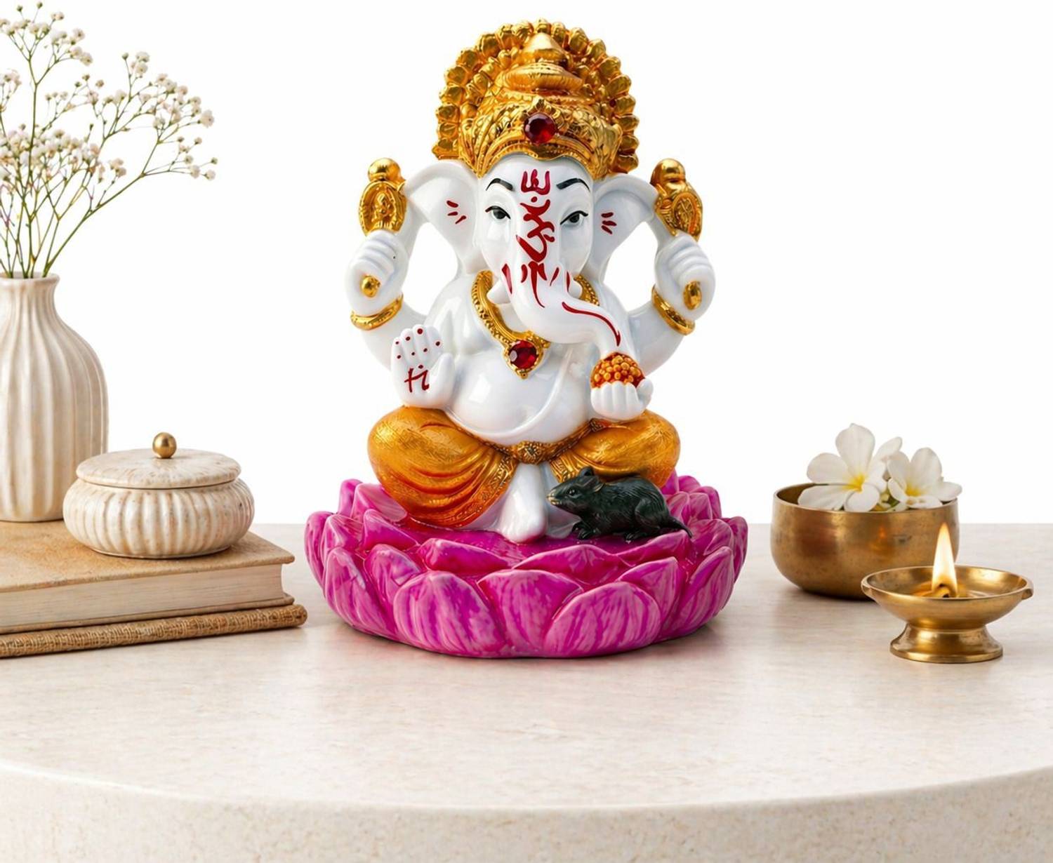 Murtiva decor Ganesh Idol for Car Dashboard Ganpati Statue Home Decor Showpiece Gift Items Decorative Showpiece  -  7.5 cm