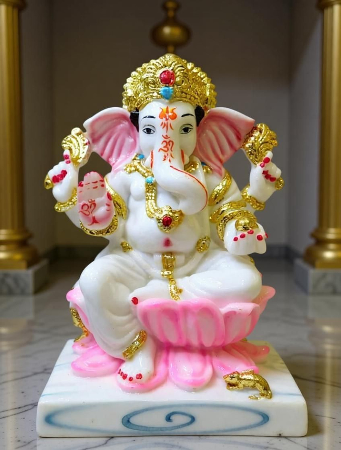 Image of krishnagallery1 White Ganesh Murti Home Temple Decorative Showpiece - 17 cm