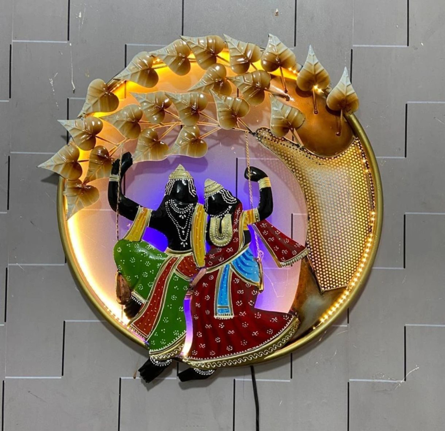 Image of IRONAIKA Radha Krishna julla with LED 22*22 Inch Decorative Showpiece - 48 cm