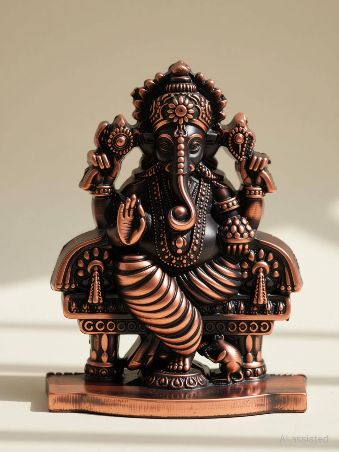aalayam selveer Ganesh Idol for Car Dashboard (Copper Colour) | Vinayagar Idol for Car Dashboard Decorative Showpiece - 6 cm