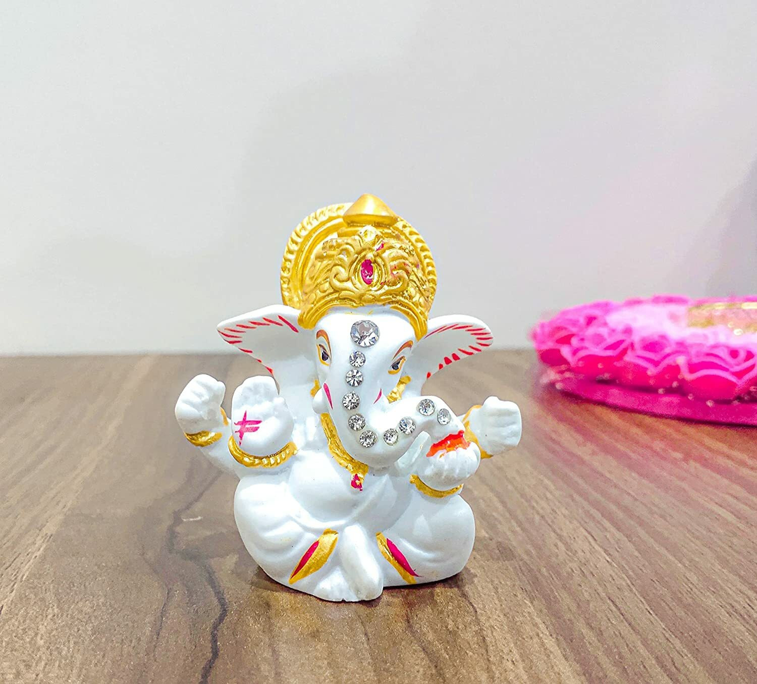 Image of Ajmera Sales White Stone God Ganesha, Car Dashboard Ganpati Decorative Showpiece - 5 cm