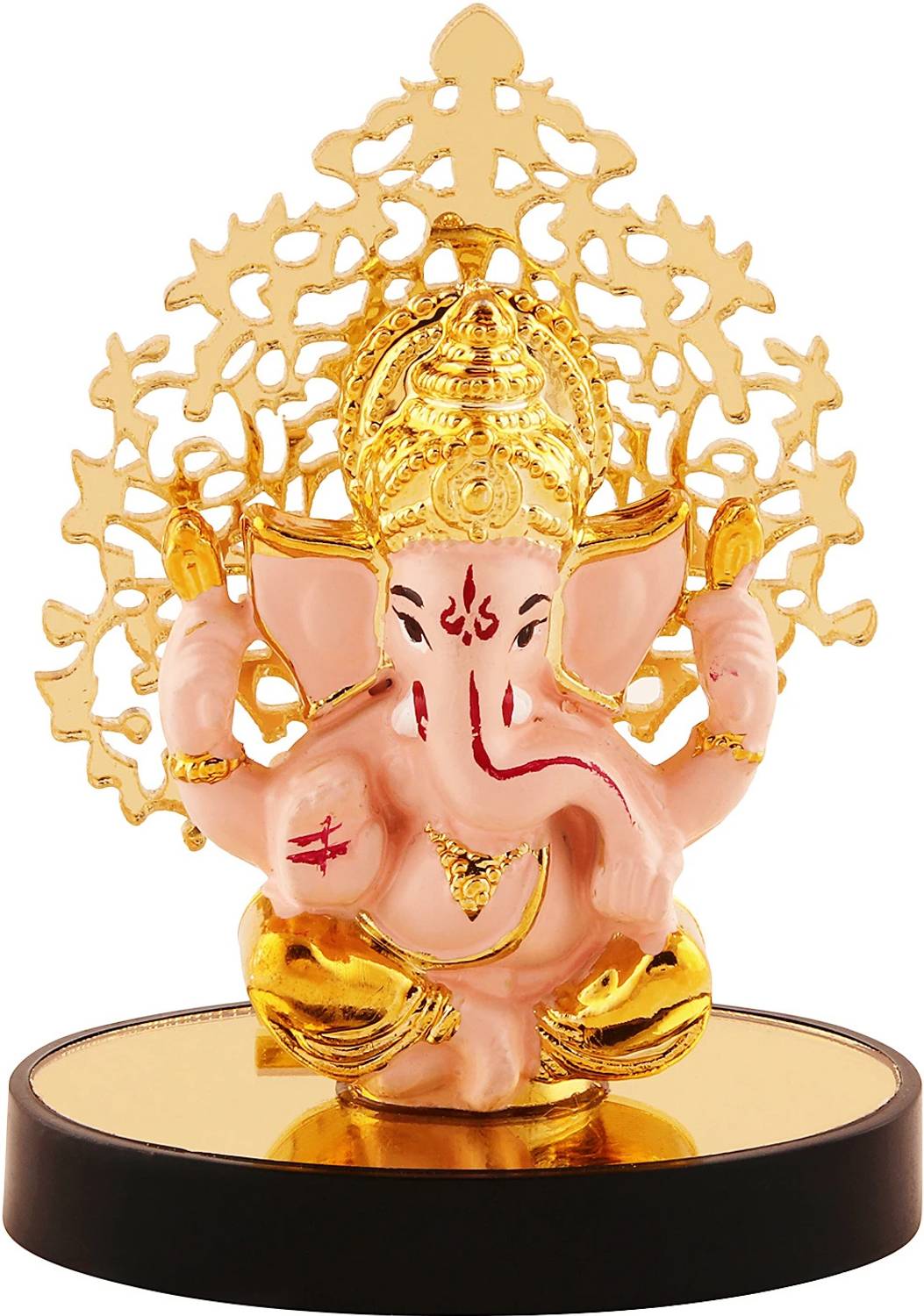 jagriti enterprise polyresin ganpati idol with tree for car dashboard and pooja Decorative Showpiece - 8.89 cm