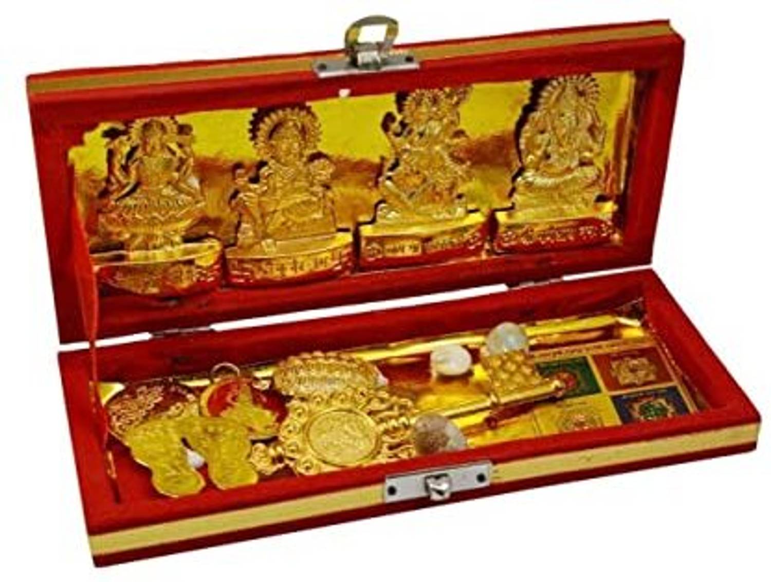 ASTROTALKS Vastu Dosh Brass Sri Dhan Laxmi Yantra Kuber Bhandari Yantra Big Box 7( Inches) Decorative Showpiece - 8 cm