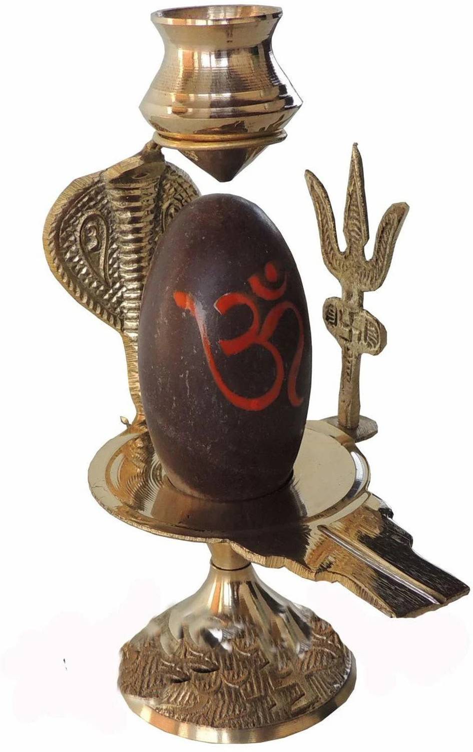 DARIDRA Narmadeshwar Shiva Ling with Brass Stand - 9 cm - Image 1