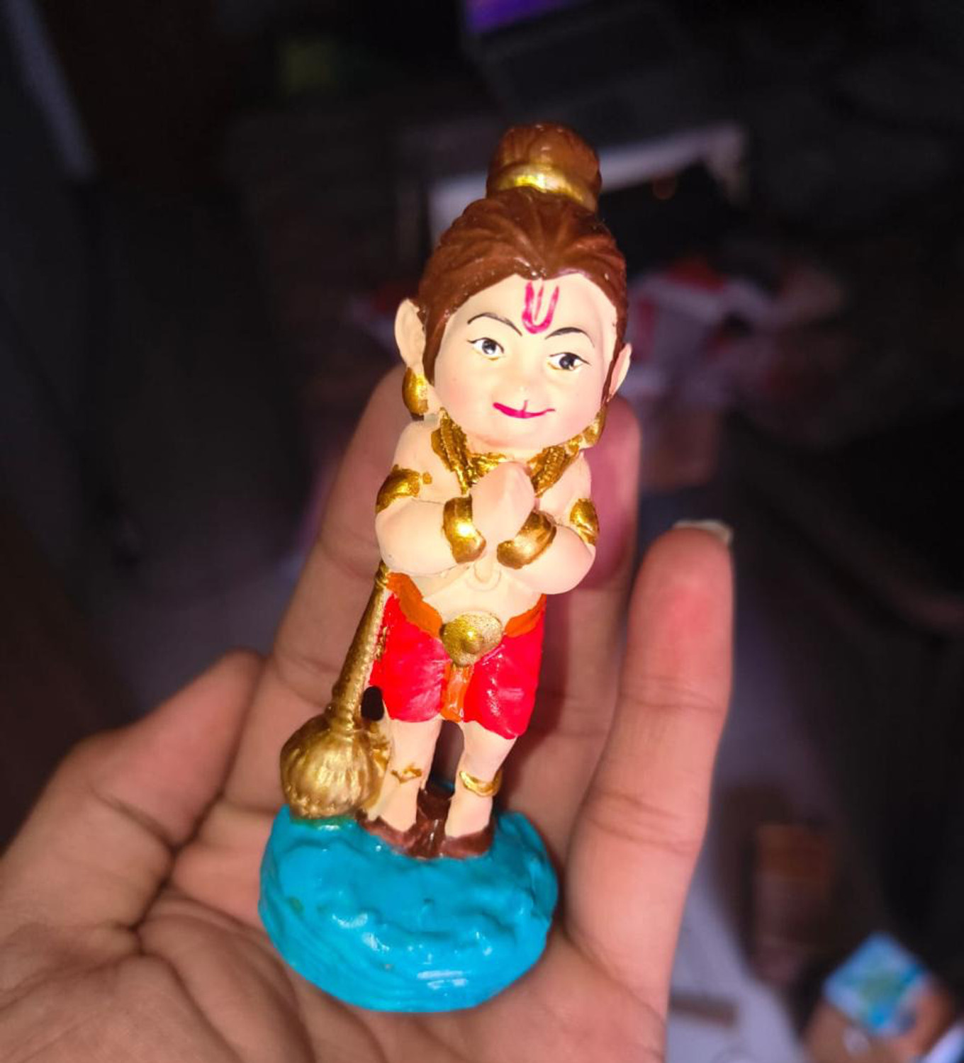 Image of Sudaya Lord Hanuman Car Dashboard Idol Bajrangbali Spiritual Statue Decorative Showpiece - 9 cm