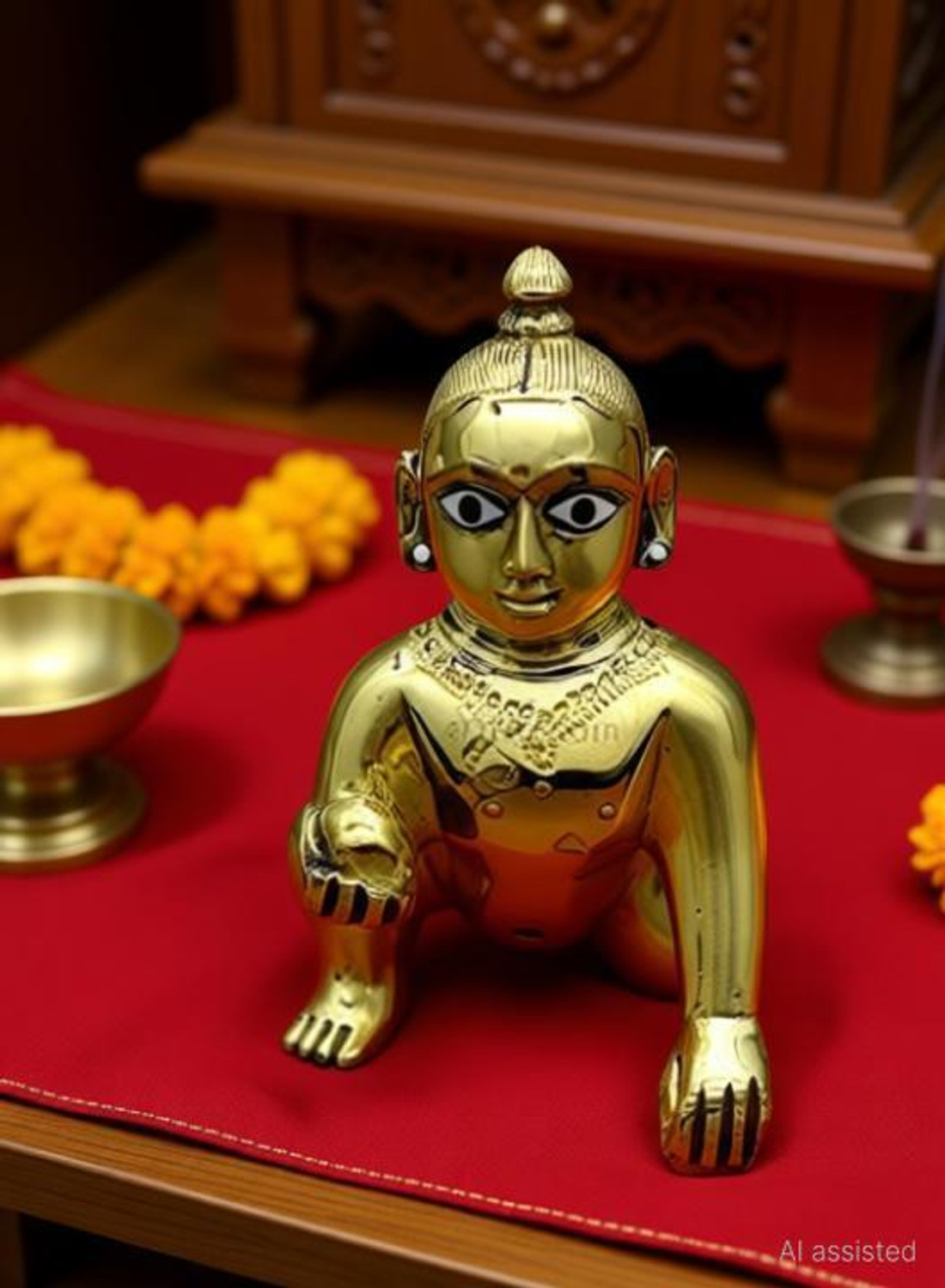 Image of AVplast 2 NO SIZE Pittal Laddu Gopal Statue Pital Brass Murti Kanha ji / Laddu Gopal Thakur Ji Metal ,Metal Laddu Gopal Baby Krishna Bal Gopal Thakurji Decorative Showpiece 6cm Decorative Showpiece - 6 cm (Brass, Multicolor) Decorative Showpiece - Decorative Showpiece - 6 cm