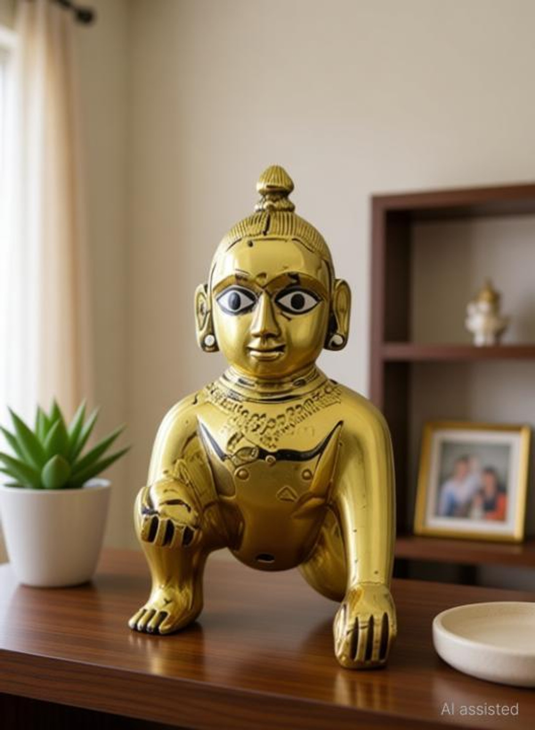Image of AVplast 2 NO SIZE Pittal Laddu Gopal Statue Pital Brass Murti Kanha ji / Laddu Gopal Thakur Ji Metal ,Metal Laddu Gopal Baby Krishna Bal Gopal Thakurji Decorative Showpiece 6cm Decorative Showpiece - 6 cm (Brass, Multicolor) Decorative Showpiece - Decorative Showpiece - 6 cm