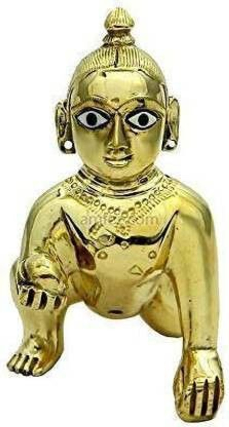 Image of AVplast 2 NO SIZE Pittal Laddu Gopal Statue Pital Brass Murti Kanha ji / Laddu Gopal Thakur Ji Metal ,Metal Laddu Gopal Baby Krishna Bal Gopal Thakurji Decorative Showpiece 6cm Decorative Showpiece - 6 cm (Brass, Multicolor) Decorative Showpiece - Decorative Showpiece - 6 cm