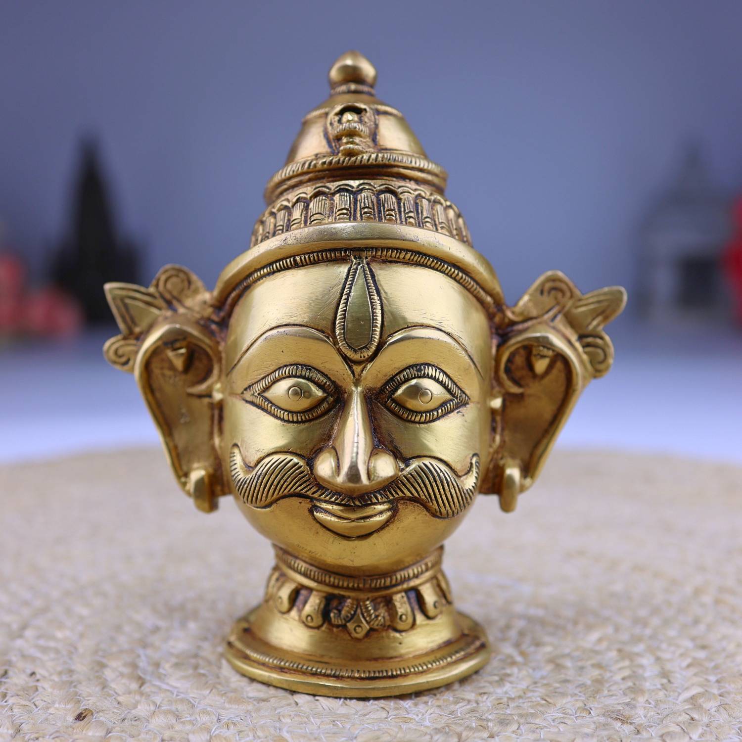 Bhunes Brass Shiva Head Idol Mahadev Murti Pooja Decor Statue 7 Inch Decorative Showpiece  -  17 cm