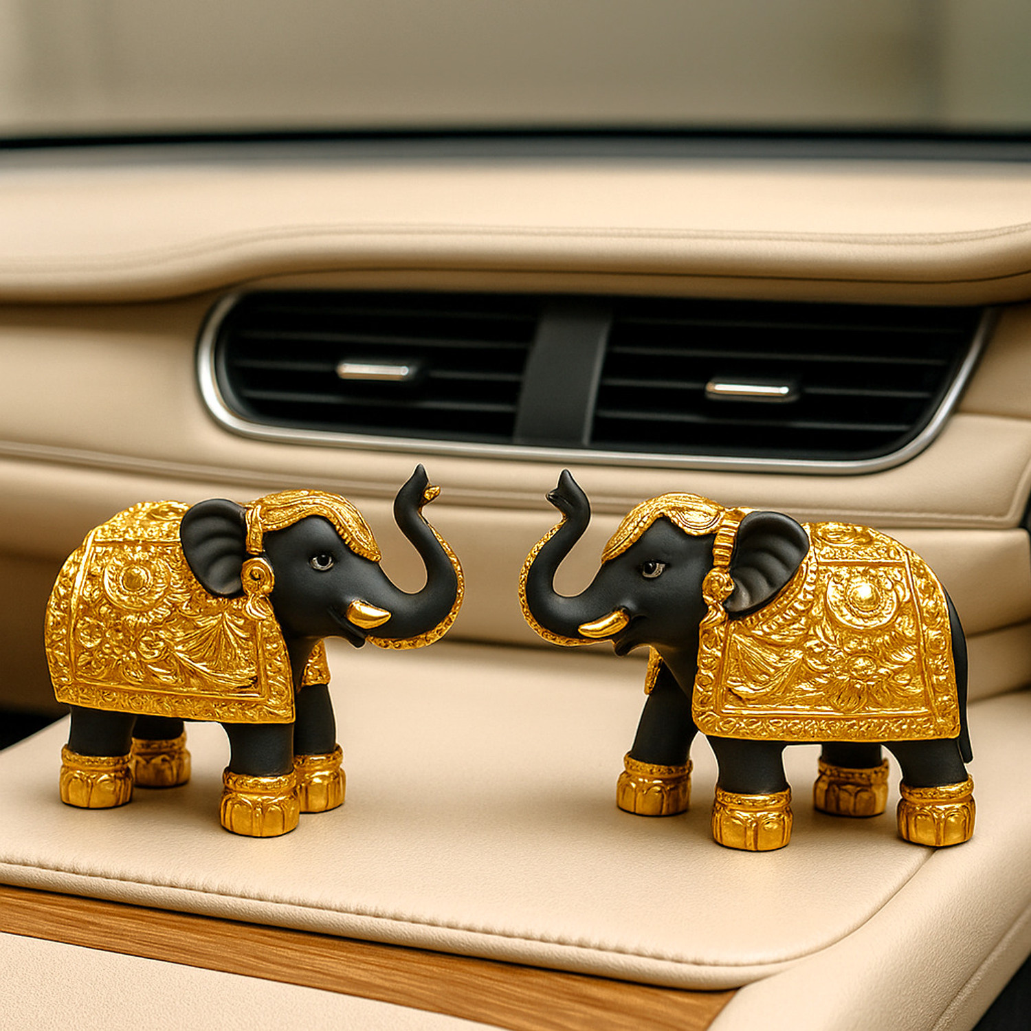 Image of NIHARIKA HANDICRAFT Set of 2 Cute Royal Elephant Showpiece - Premium Home, Car Decor & Gift items Decorative Showpiece - 9 cm