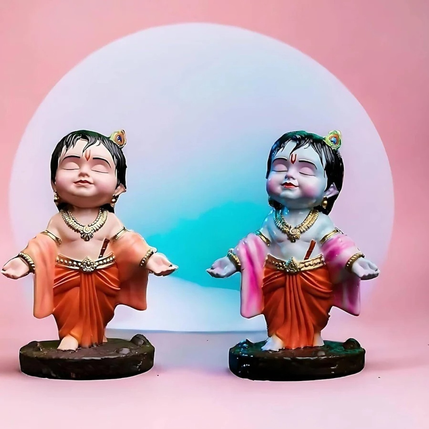 Image of AtEvent Laddu Gopal Krishna Idol | Blue-Skinned Lord Krishna Figurine Decorative Showpiece - 12 cm