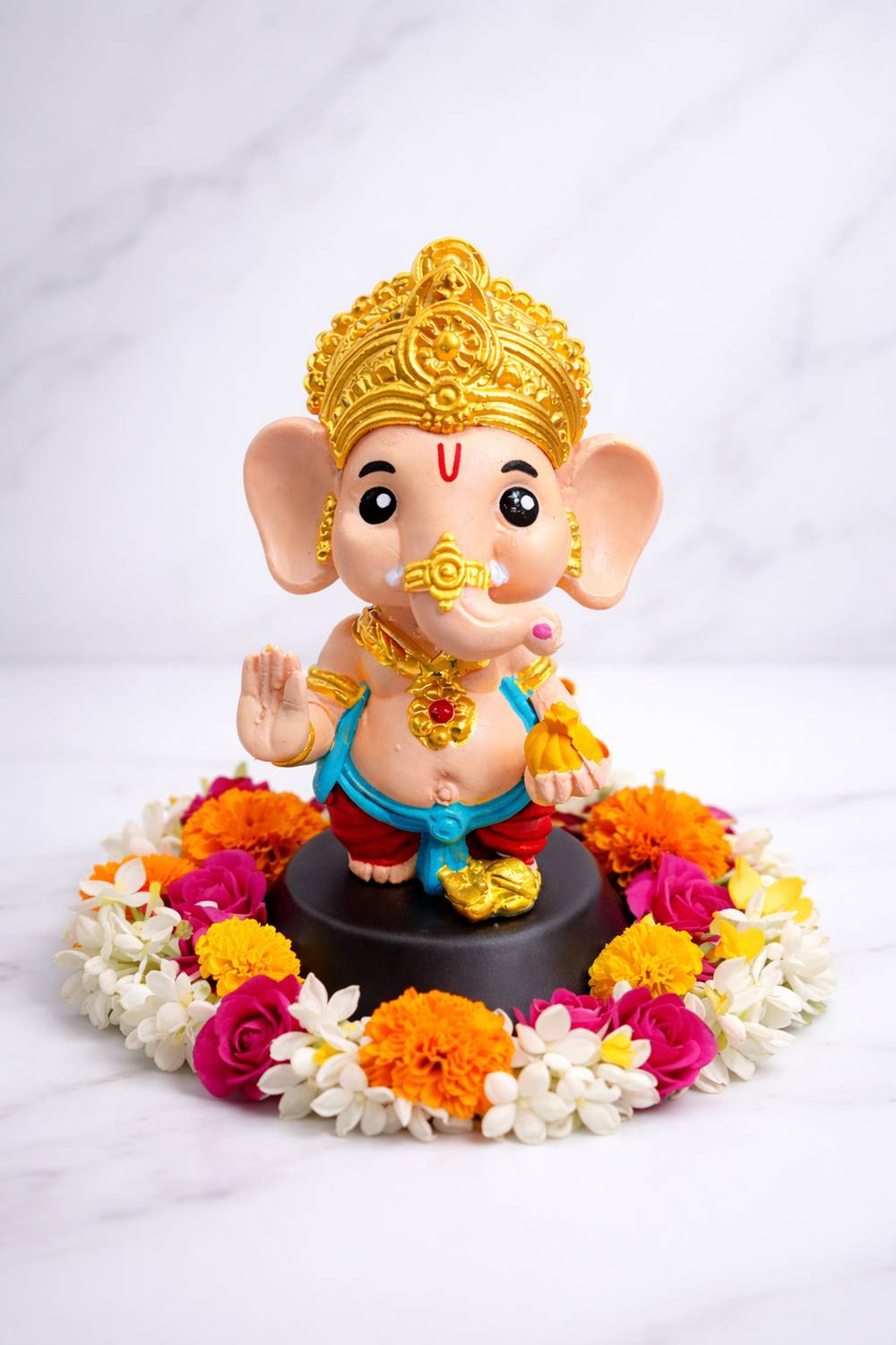 MKecom Lord Ganesha Idol for Car Dashboard & Home Temple Skin Colour Decorative Showpiece  -  10.5 cm