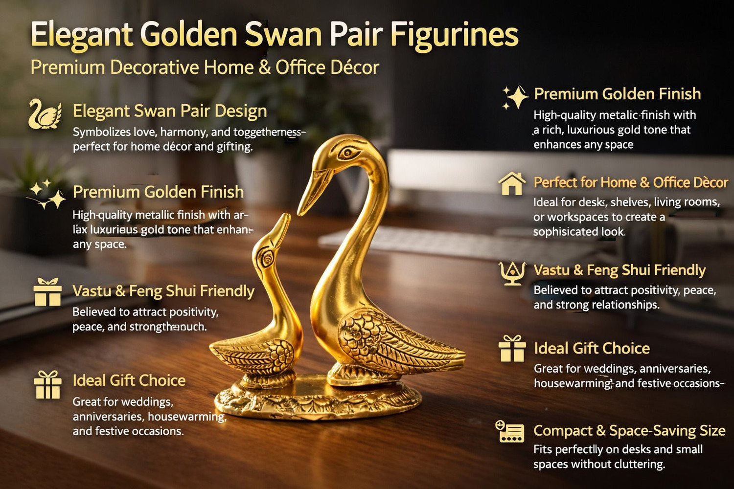 Image of Chhariya Crafts Pair of Kissing Duck Love Bird Gift Item For Living Room Decorative Showpiece - 14 cm