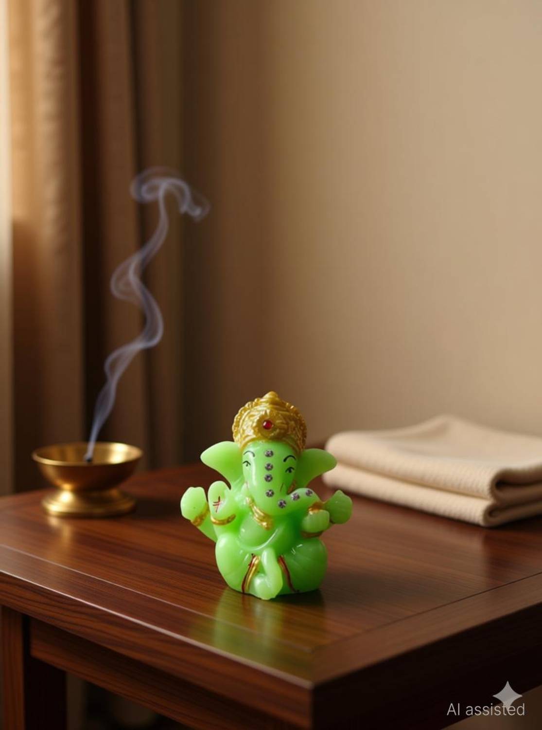 avenew Radium Lord Ganesha Ganesh Ganpati Car Dashboard Hindu Figurine Decorative Showpiece - 5.2 cm