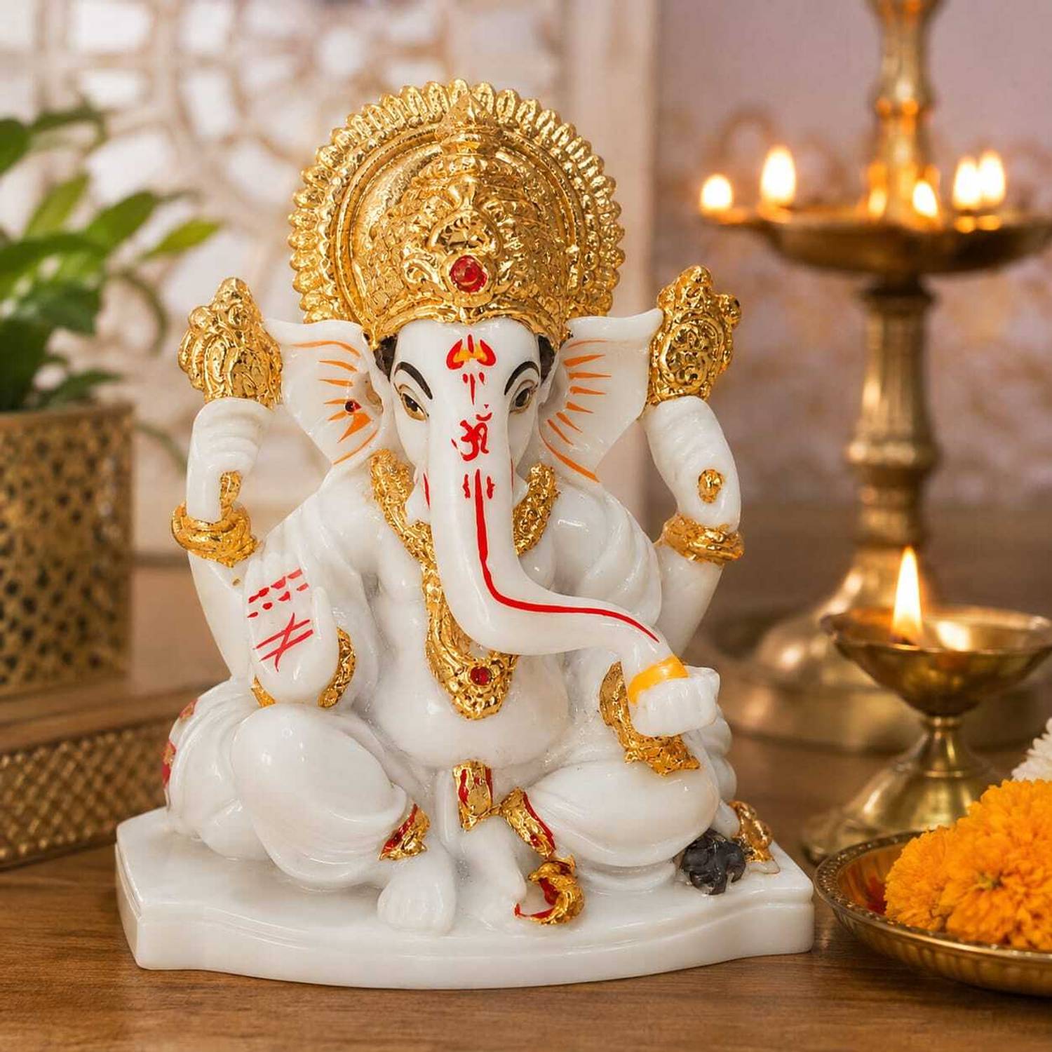 S A Gifts Handcrafted Lord Ganesha-Idols for home décor statue Decorative Showpiece Decorative Showpiece - 12 cm