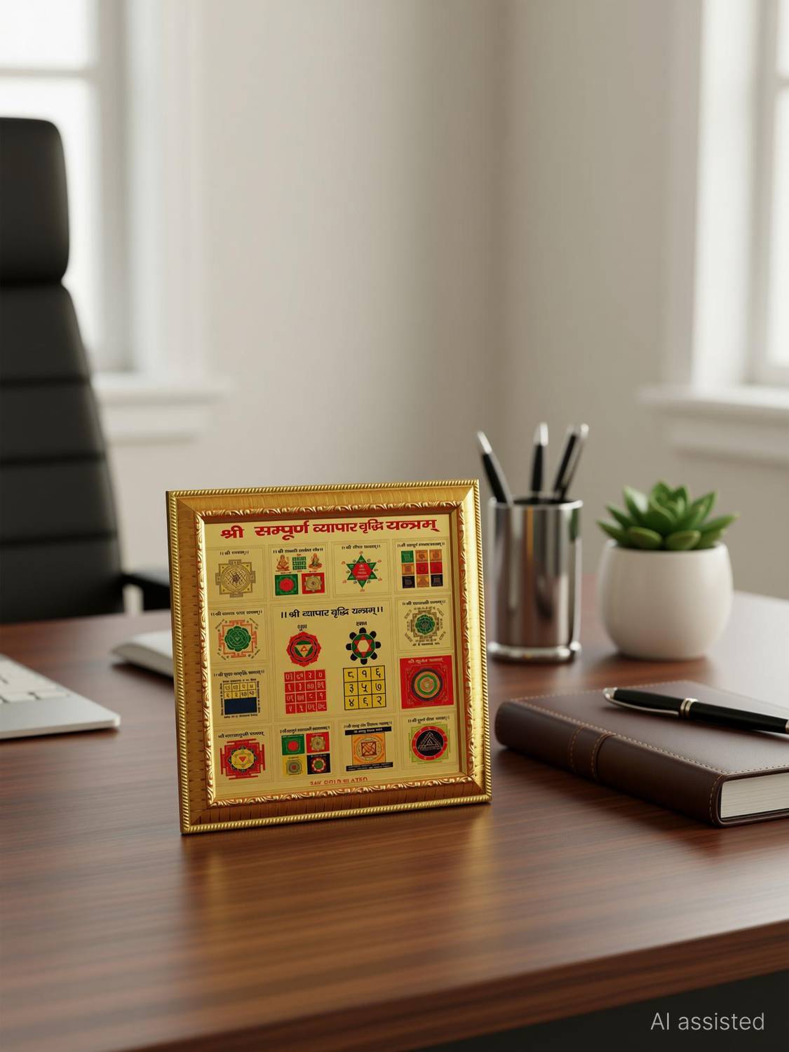 Atharv Enterprises shri sampoorn vyapar vridhi yantra for financial gain and profit in business Decorative Showpiece - 10 cm