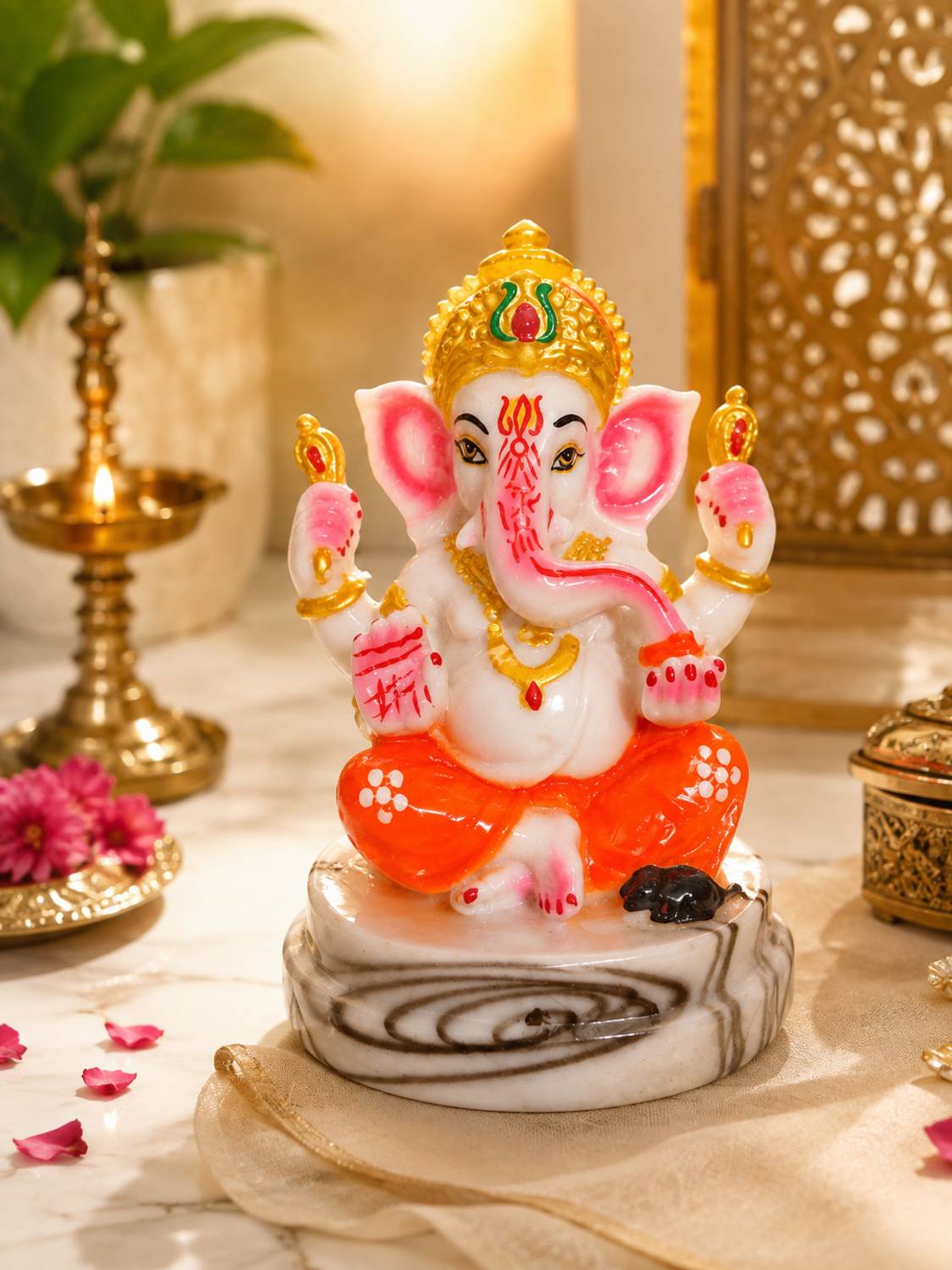 Barbie stall Ganesha murti Decorative Showpiece - 20 cm