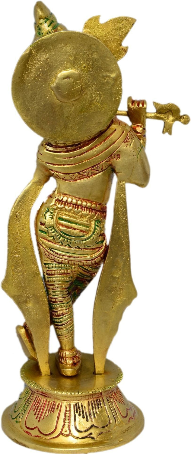 Image of Craftcart Krishna Brass Idol Statue | Pure Brass | premium Quality | w: 1.4 Kg | Decorative Showpiece - 25 cm