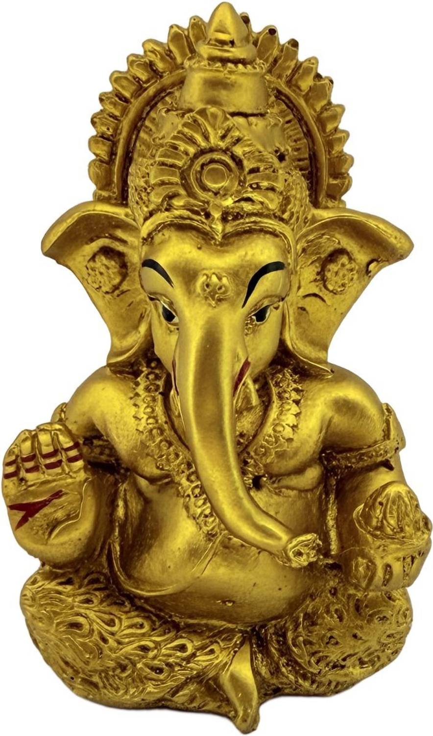 Littykart Golden Lord Ganesha Idol – Resin Statue Decorative Showpiece - 9 cm