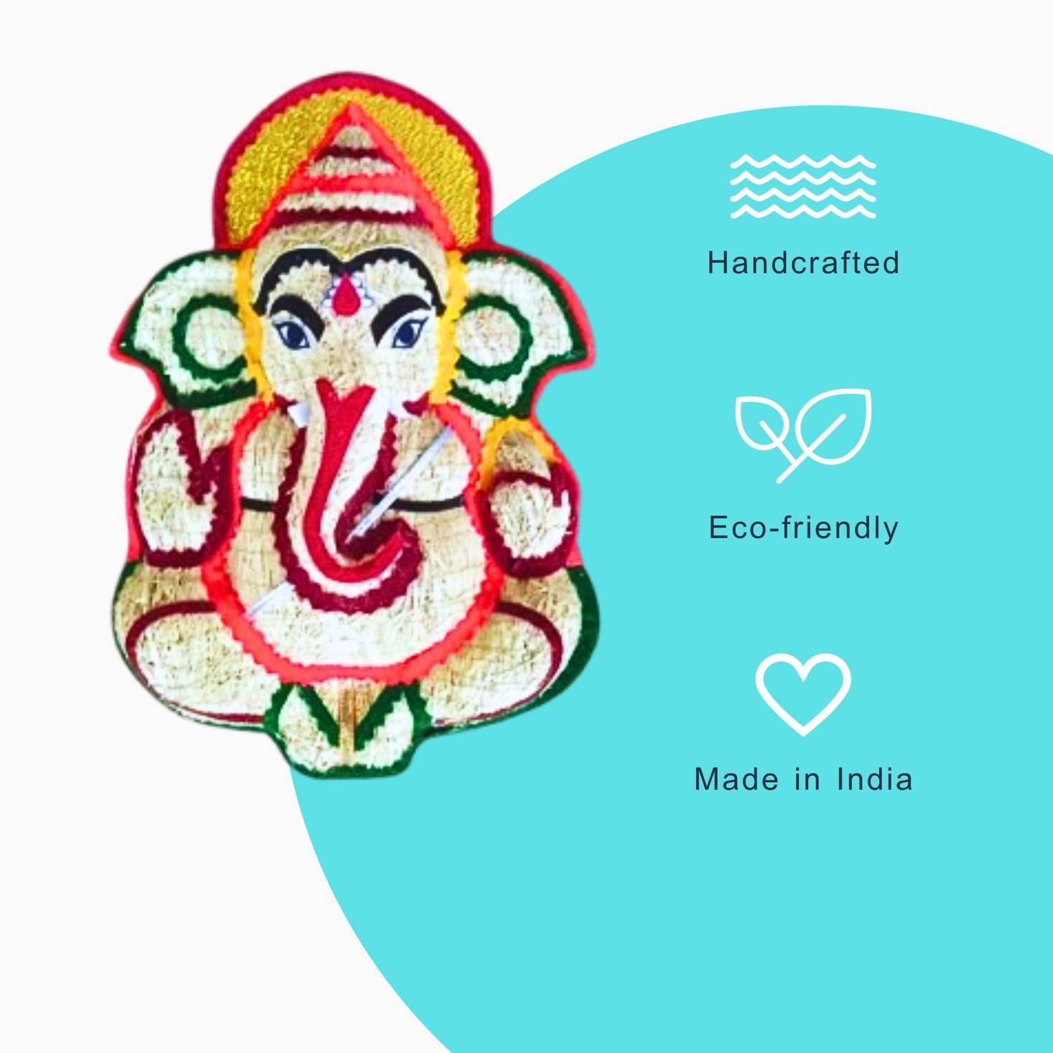 MV Handcrafted Lavancha Ganesha/Vettiver Vinayaka Idol - 8.5 Inchs (Wall Hanging) Decorative Showpiece - 22 cm